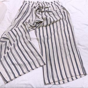 Zara White stripped Culotte Pants